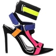 thumbnail image 2 of Cape Robbin Dive In Multi Neoprene Strappy Colorful High Heel Single Sole Sandal (6), 2 of 4