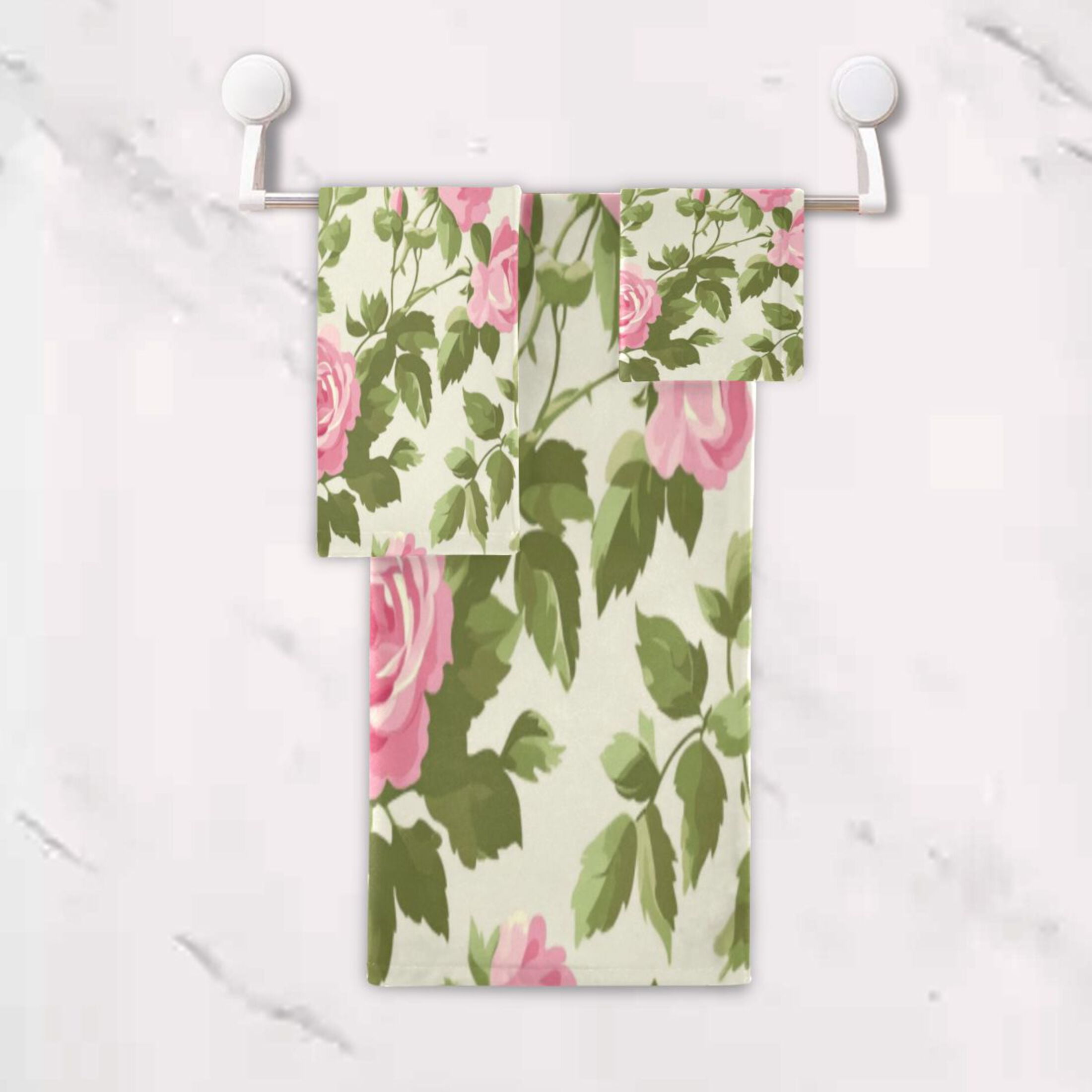 Three-Piece Towel Set Face Towel Towel Set Hand Towel Bath Towel Cotton Bath Towels Bath Towel Sets Hand Bath Towels Pretty Pink Rose
