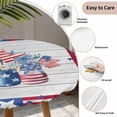 thumbnail image 6 of 4th of July Fitted Tablecloth with Elastic Edged, Round Table Cloth for Dining Table, Red Blue Patriotic Flowers Star Stripes Wooden Waterproof Oil Proof Table Cover for Indoor Outdoor 55"-60", 6 of 8
