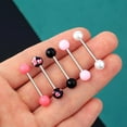 thumbnail image 6 of Tongue Rings Set 20PCS Straight Barbells Body Piercing Jewelry Women's Stainless Steel 14 Gauge Assorted Barbell Tongue Rings, 20 Pack, 6 of 16