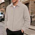 thumbnail image 5 of Rvwovn Men's Ribbed Trucker Jacket Full Zip Lapel Collar Corduroy Fall Outerwear for Daily Wear, 5 of 6