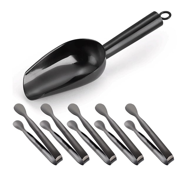 Cuchara de hielo de acero inoxidable - Pala de hielo metálica resistente para congelador, bar y cocina - Perfecta para cubitos de hielo, granos de café, azúcar y uso en fiesta