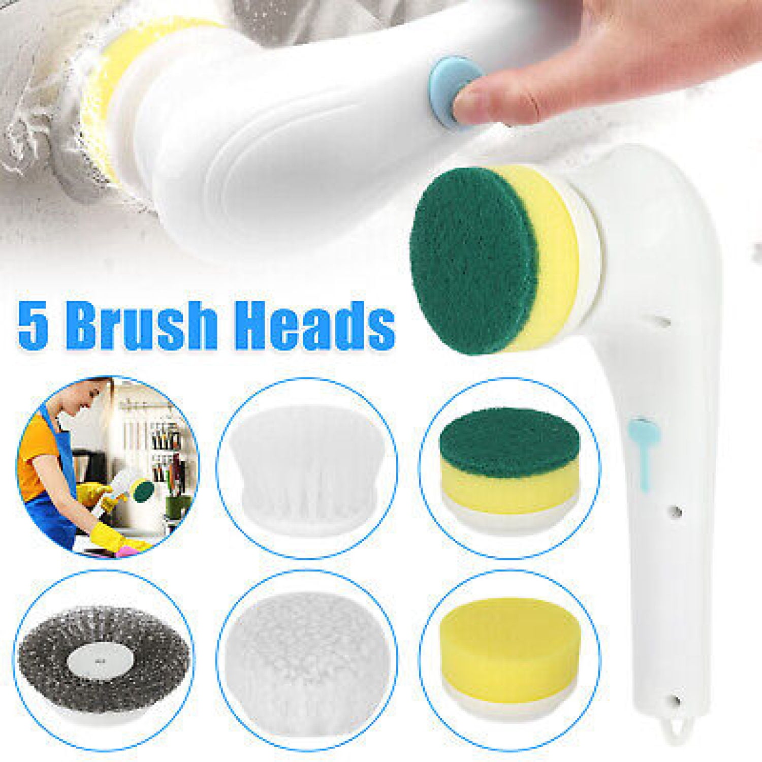Electric Spin Scrubber Cordless Cleaning Brush Rotating Bathroom Clean