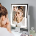 thumbnail image 1 of Makeup Mirror with Lights Modern Vanity Mirror x Lightedup Mirror with Color Dimmable Lighting & Mount Touch Sensor with Detachable X Spot Mirror Sleek Metal Frame \u W, 1 of 8