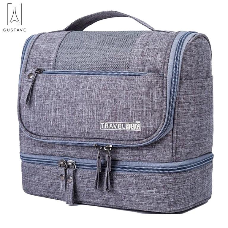 Gustave Waterproof Travel Toiletry Bag, Dry Wet Separated Dopp Kit Bathroom Toiletry Organizer Zippers Cosmetic Makeup Bag for Men Women Gray Gustave Waterproof Travel Toiletry Bag, Dry Wet Separated Dopp Kit Bathroom Toiletry Organizer Zippers Cosmetic Makeup Bag for Men Women Gray