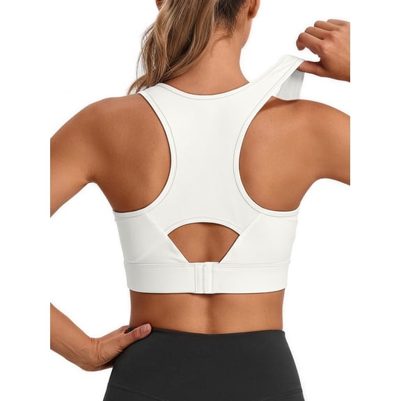 Rosvigor Sports Bra for Women Adjustable Racerback Full Support Padded Women Bra for Running Gym Everyday Large Bust