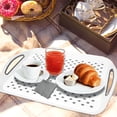 thumbnail image 5 of VEGCOO 2-Pack Non-Slip Serving Trays, Large 15.7" x 11.4" Rectangular Plastic Tray with Handles, Heat-Resistant Heavy-Duty Server for Food Drinks, Black & White Dot Design, for Kitchen Dining Outdoor, 5 of 7