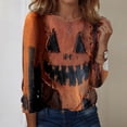 thumbnail image 2 of Trgacdwlo Halloween Sweatshirts for Women Vintage Ghost Pattern Long Sleeve Womens Tunic Tops Cat Pumpkin Print Fall Pullover Shirts, 2 of 8