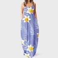 thumbnail image 2 of Vestidos Para Mujer Maxi Vestido Slip Vestido de Moda Sling Cintura Media Cuello en V Sin Mangas Rayas Estampado Floral Delgado Playa Vestido Largo Odeerbi ODB167901, 2 of 5