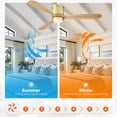thumbnail image 5 of Parrot Uncle 52" Gold Solid Wood Low Profile Ceiling Fan with Lights, Modern Flush Mount Ceiling Fan with Glass Shade, 5 of 14