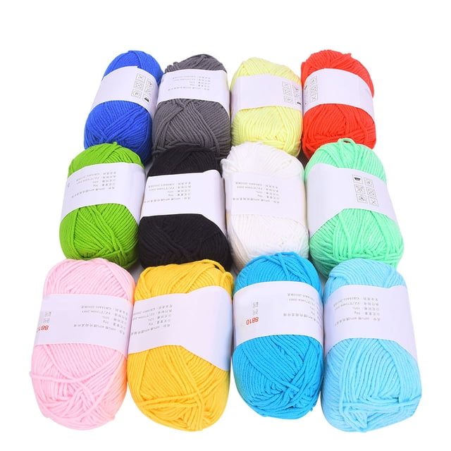 Hilo de algodón de leche de 12 colores, hilo de ganchillo de algodón suave, hilo de lana para tejer a bebé