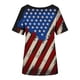 thumbnail image 3 of Camisetas Cortas para Mujeres Día de la Independencia Patriótica Cuello Color Manga Corta, Top de Impresión Casual para Diario, Fiesta Y Todas las Estaciones, 3 of 4