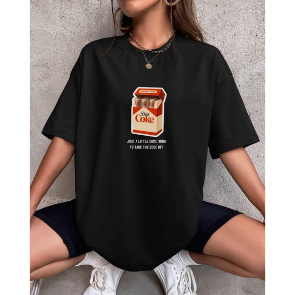 Just a Lil Something to Take the Edge Off T-Shirt – Funny Diet Coke Meme Tee with Sarcastic Fridge Cigs Humor