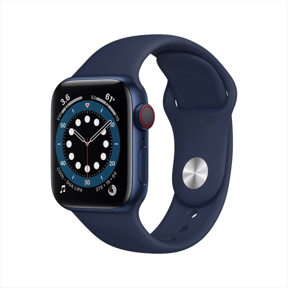 Pre-Owned Apple Watch Series 6 40mm GPS + Cellular Unlocked - Blue Aluminum Case - Navy Sport Band (2020)
