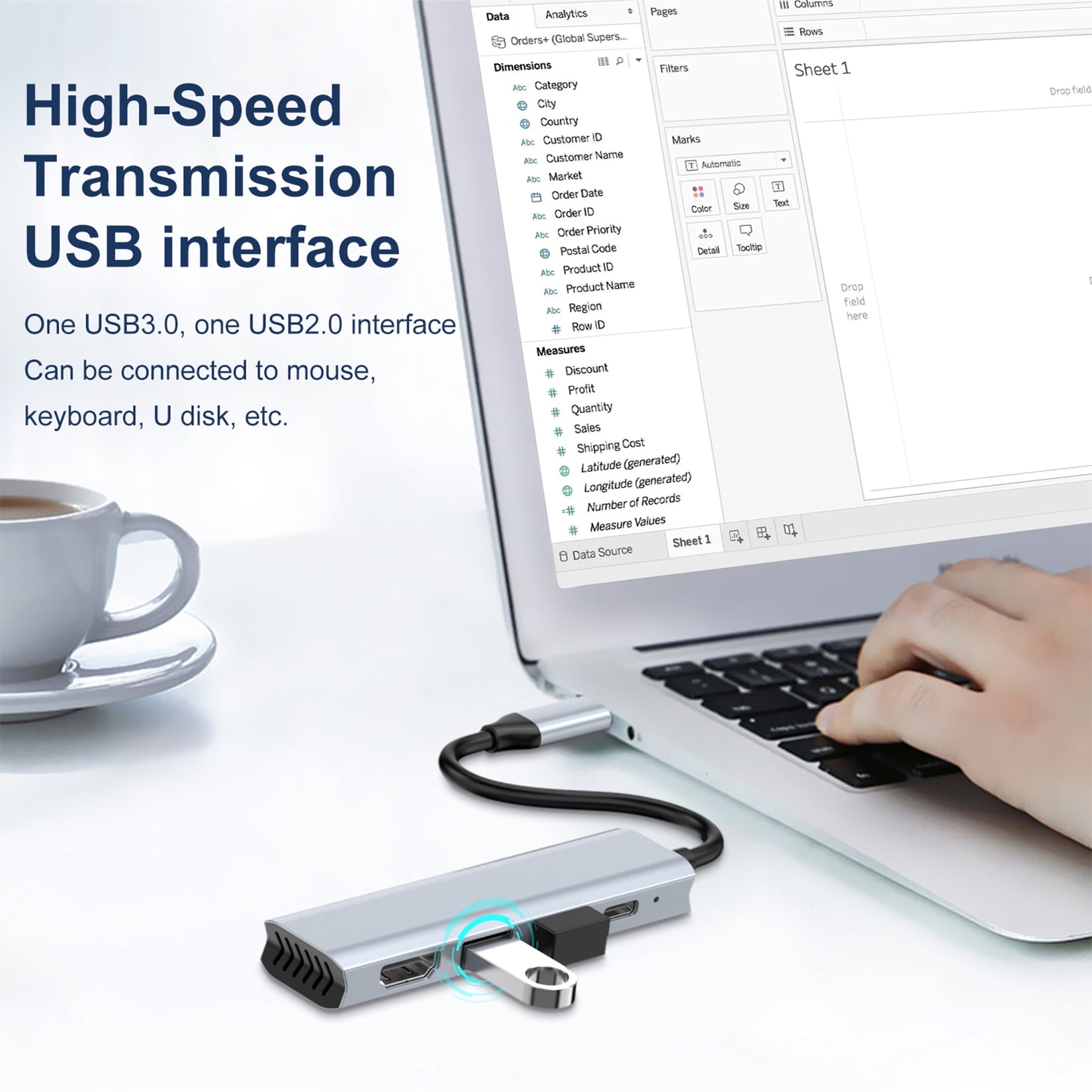 USB C Hub Multiport Adapter,4 in 1 Dongle Hub,USB 3.1 C to 1xHDMI,1xUSB3.0,1xUSB2.0,1x100W PD Fast Charging,Support 4K@30HZ,1080P@60HZ,5Gbps Compatiblefor MacBook,iPad,HP,Dell,Surface,Other Devices