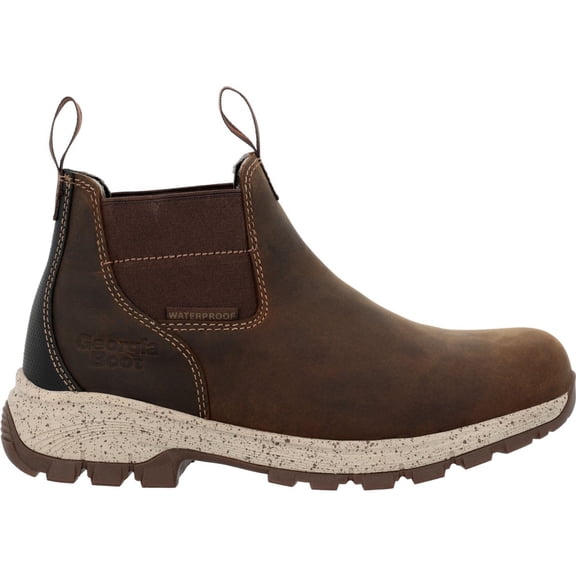 Georgia Boot Eagle Trail Women's Waterproof Alloy Toe Chelsea Work Boot, Brown, Size 10.5(M)