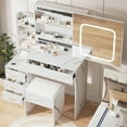 thumbnail image 2 of Gaderth Vanity Desk With Sliding LED Mirror And Power Outlet, Makeup Dressing Table With 4 Drawers, Storage Shelves And Stool, 3 Color Lighting Modes, Bedroom Vanity Set With USB Ports, 2 of 8