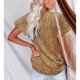 thumbnail image 2 of Camiseta con cuello en V para mujer, mangas cortas con volantes, hermosa impresión, tipo suelto, Top informal de verano con estampado de leopardo caqui M, 2 of 4