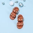 thumbnail image 4 of enyan Girls Summer Sandals Outdoor Beach Anti-Slip Rubber Soft Sole Newborn Toddler First Walker Shoes Toddler Summer Shoes Girl,Brown,Size 12, 4 of 6