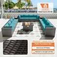 thumbnail image 5 of ALAULM 15-Piece Patio Furniture Sectional Sofa with Gas Fire Pit Table, Blue/Brown, 5 of 7