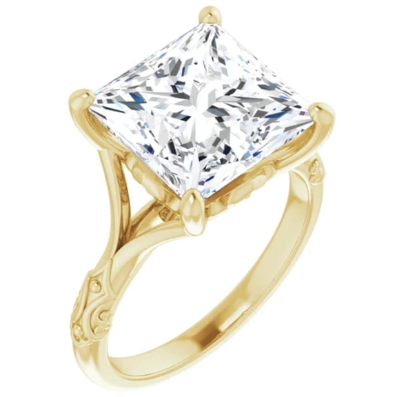 3 Carat Lab Diamond Engagement Ring Princess Vintage Style