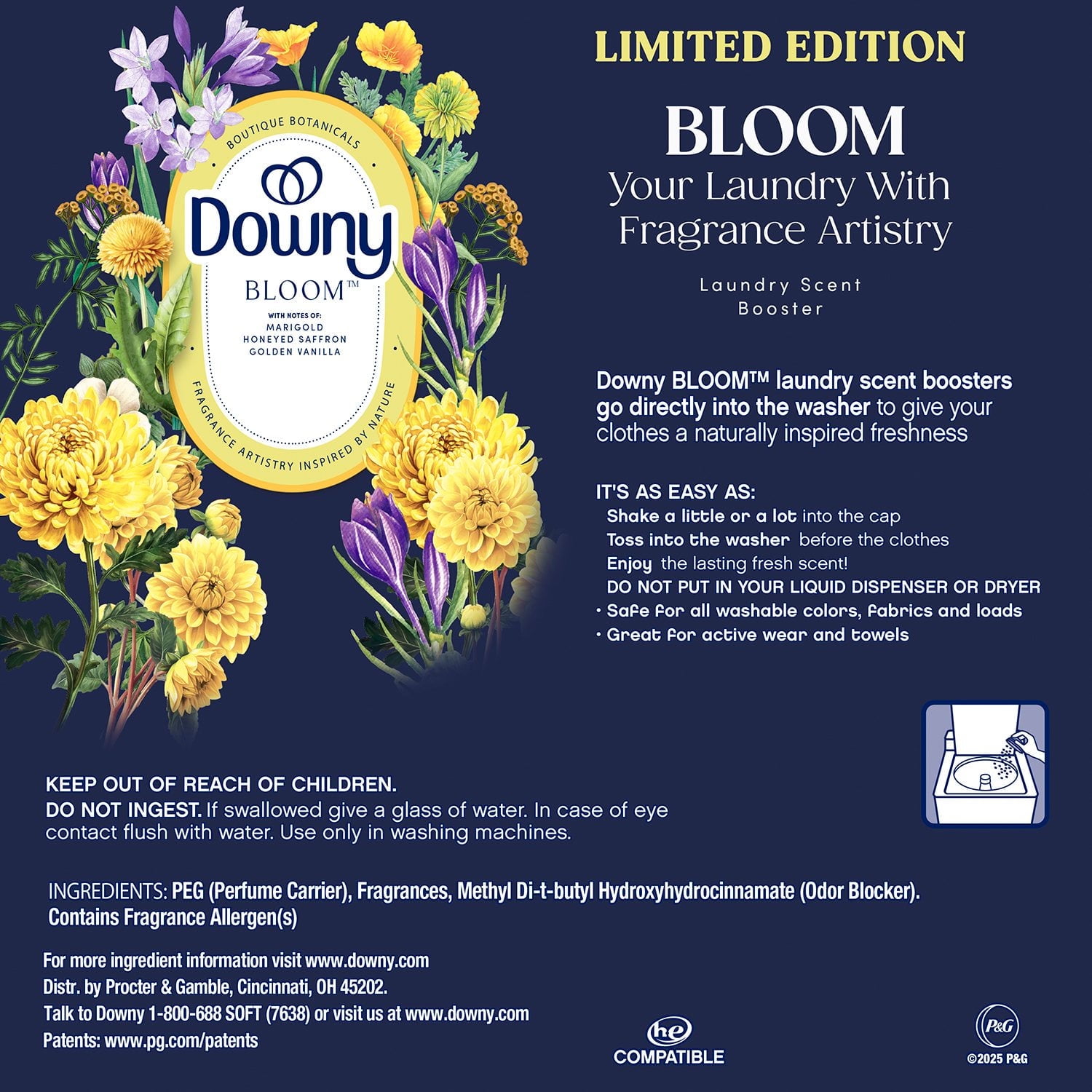 Downy Boutique Botanicals Limited Edition, In-Wash Scent Booster Beads, Bloom, 26.3 oz.