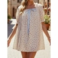 thumbnail image 3 of LMLYSoH Women Mini Dress Short Sleeve Tie-up Floral Dress Summer Dress for Casual Daily Dating, 3 of 9