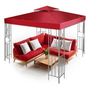Gazebo Cover Replacement Canopy Top 8x8 Ft (2.4m x 2.4m) - Double Tier Top Canopy Cover Replacement with UV30+, Dirt, Water Resistant for Outdoor, Sunshade, Garden, Patio, Pavilion (Red)