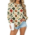 thumbnail image 5 of Jkety Christmas Tops for Women Fall Wildflower Sweatshirt Women Casual Long Sleeve Printed Flowers Shirts Boho Cottagecore Floral Autumn Pullover Light Yellow,M, 5 of 7