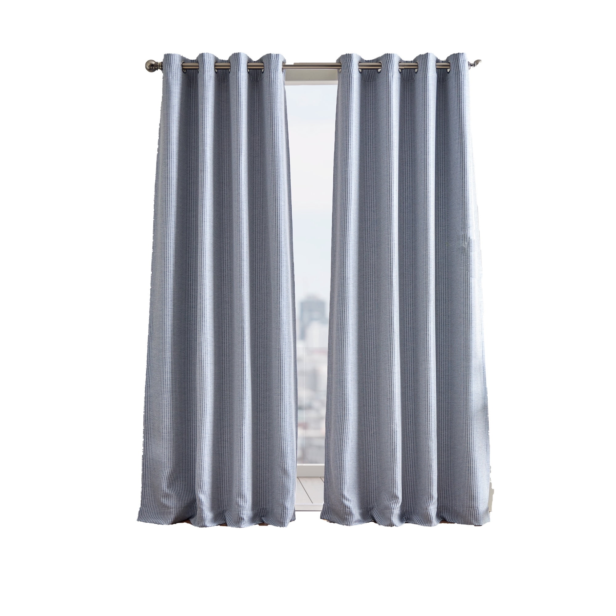 Martha Stewart Rivington Jacquard Curtain Panel Pair, Thermal Blue, Grommet, Lined, Room Darkening, Indoor, Adult, 2 Piece Set, 50" x 95"