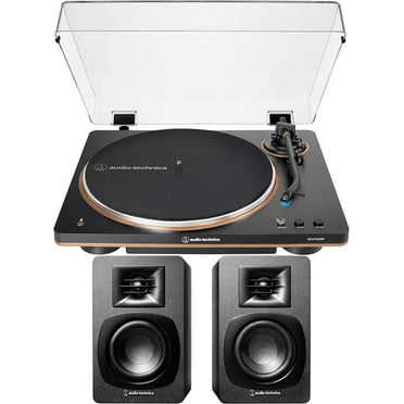 Audio Technica AT-LP70XBT-BZ Automatic Belt-Drive Turntable - Black/Bronze with Audio Technica AT-SP3X Powered Bookshelf Speakers with Bluetooth (2024)