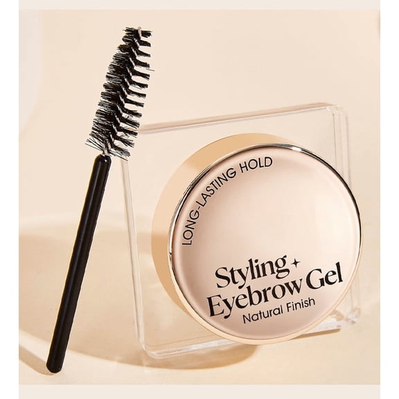 Clear Brow Gel with Applicator Brush, Waterproof and Smudge-Proof Long-Lasting Hold for Natural Finish, 4g Jar - 1 Gel   1 Brush