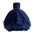 thumbnail image 2 of LYHaoo Elegant Girls Dress With Floral Detachable Train For Pageant Recital Performance Party，Girls A-Line Dresses Sizes 14-15 Years Blue, 2 of 7