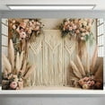 thumbnail image 3 of Bohemian Pampas Grass Wedding Backdrops Retro Boho Flowers Window Bridal Shower Photography Background Bohemian Room Birthday Party Decorations Banner Supplies Photo Booth Props, 3 of 5