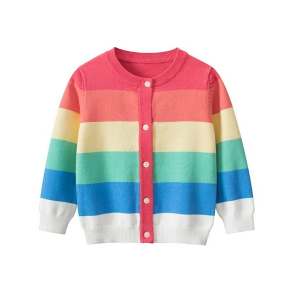 GYRATEDREAM Toddler Girls Crewneck Cardigan Sweaters Long Sleeve Kids Button Cotton School Uniform Knit Tops Outwear for 6Y Multi-color