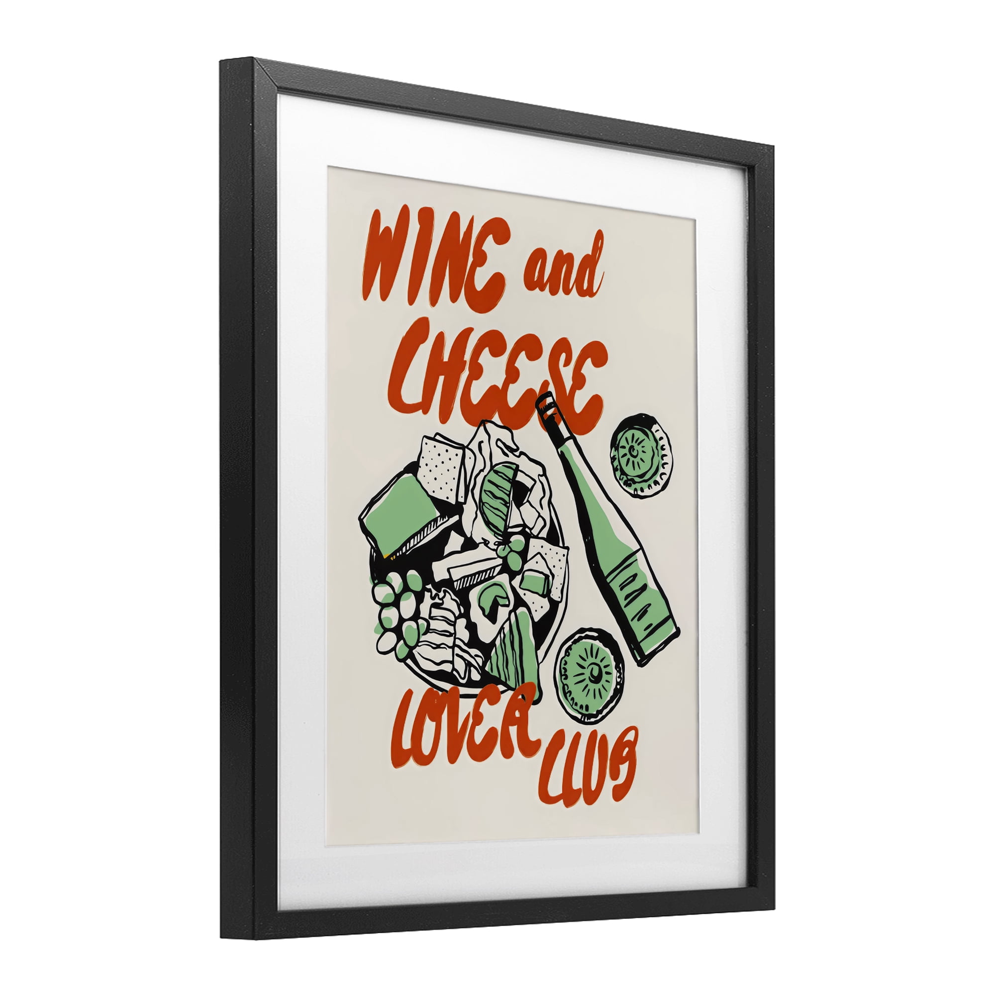 Stupell Industries Wine & Cheese Lover Club Black Framed Print Under Glass, design by The Prints Vibe