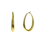 Gold Textured Teardrop High Polish Fashion Hoop Earrings for Women, Teens