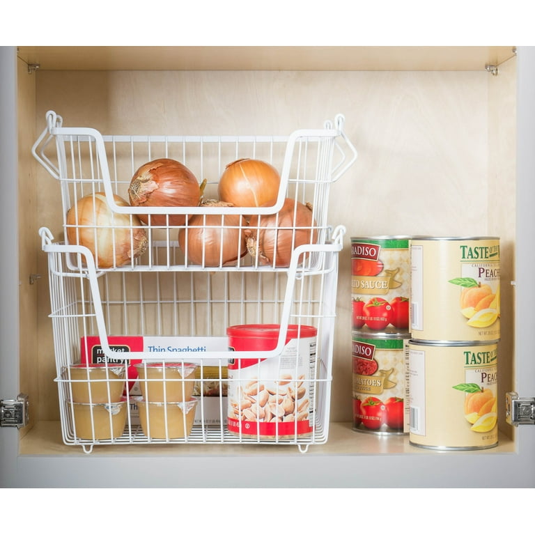 Kitchen Pantry with White Wire Baskets - Transitional - Kitchen