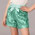 thumbnail image 2 of Girls' Sequin Shorts Bow-Detail Sparkly Elastic Waist Shorts Festive Performance & Dance Shorts for Events (0-10Y), 2 of 6