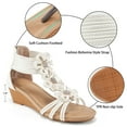 thumbnail image 4 of Ecetana Wedge Sandals for Women Floral Embellished Open-Toe Dressy Sandals with Zipper Summer Heeled Sandals, 4 of 6
