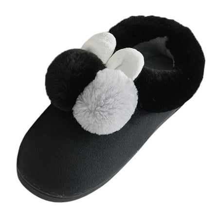 

Follure Girl women s casual shoes Womenn Winter Home Slippers Non-slip Indoors Bedroom Floor Warm Shoes Black 40-41