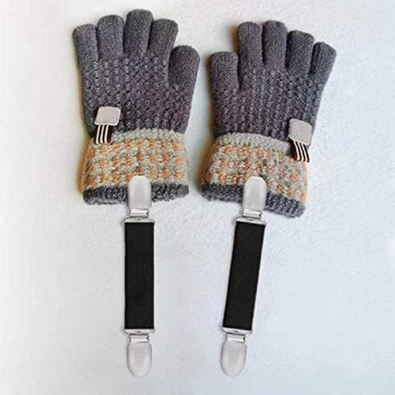 Aetherz Adjustable Mitten Clips, Glove Clips Stainless Steel Gloves Clips Elastic Winter Glove Clips Dress Hat Coats Sweater Cardigan Shawl Clips for Cold Weather and Adults