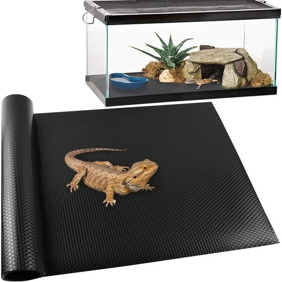 Tutuviw Reptile Carpet Reptile Substrate Floor Reptile Terrarium Mat Liner Durable and Dirt Resistant Reptile Carpet for Leopard Gecko Lizard Bearded Dragon Tank Accessories(Black)