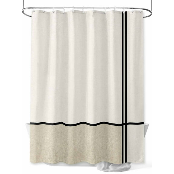 Shower Curtains for Bathroom-72"x72", Abstract Modern Minimalist Art Waterproof Bath Curtain Grommet Shower Curtain Set with Hooks, Lines Color Burlap Splicing Washable Bath Accessories