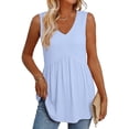 thumbnail image 2 of Qwertyu Tank Tops for Women Summer Babydoll Peplum Tops V Neck Sleeveless Shirts Dressy Casual Blouses Beach Vacation Clothes Light Blue 2XL, 2 of 5