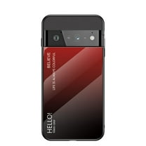 for Google Pixel 6 Case [Military Grade Shockproof] Stylish Tempered Glass Back Luxury Slim Protective Two Layers Hard PC Soft Silicone Rugged Women Men Anti-Scratch Cover,Red