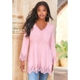 thumbnail image 6 of Roaman's Women's Plus Size Empire Waist Boho Lace Trimmed Tee, 6 of 6