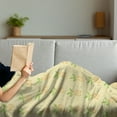 thumbnail image 3 of Exotic Soft Flannel Fleece Throw Blanket, Watercolor Pineapple with Brush Strokes Hawaii Themed Illustration, Cozy Plush for Indoor and Outdoor Use, 60" x 80", Orange Pale Yellow Green, by Ambesonne, 3 of 5