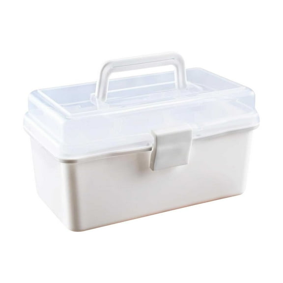 SouMaox Multipurpose Clear Utility Organizer Box Portable Tool Storage Case Removable Internal Tray Crafts Arts Sewing Supplies Container