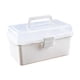 thumbnail image 2 of Baúles de almacenamiento, caja de aparejos multiusos vacía de plástico transparente de 12,9 pulgadas con asa gris y bandeja extraíble para herramientas, kit de costura de primeros auxilios, suministro, 2 of 7